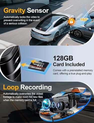 360 ° View 4 Channel Dash Cam ، 4K الأمامية والخلفية داخل اليسار اليسرى ، GPS المدمج و 5.8G WIFI التحكم في التطبيق ، كاميرا اندفاعة للسيارات ، وضع وقوف السيارات على مدار الساعة طوال أيام الأسبوع ، G-SENSOR ، الرؤية الليلية الأشعة تحت الحمراء ، بطاقة 128 ج in Saudi Arabia