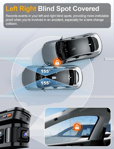 360 ° View 4 Channel Dash Cam ، 4K الأمامية والخلفية داخل اليسار اليسرى ، GPS المدمج و 5.8G WIFI التحكم في التطبيق ، كاميرا اندفاعة للسيارات ، وضع وقوف السيارات على مدار الساعة طوال أيام الأسبوع ، G-SENSOR ، الرؤية الليلية الأشعة تحت الحمراء ، بطاقة 128 ج in Saudi Arabia