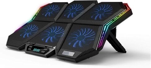 وسادة تبريد كمبيوتر محمول Meteoroid RGB مع 6 مروحة تصل إلى 17 بوصة أجهزة الكمبيوتر المحمولة (أسود/أزرق) in Kuwait