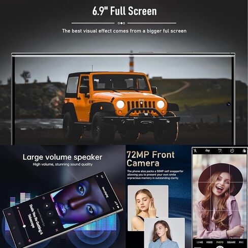 I25 Ultra 5G Unlocked Phones 8+512GB Android13 Smartphone Battery 7000mAh 6.9" HD Screen Unlocked Cell Phone,48MP+108MP Camera/Face ID/5G/Fingerprint Lock/Dual SIM/GPS (Purple) in Kuwait