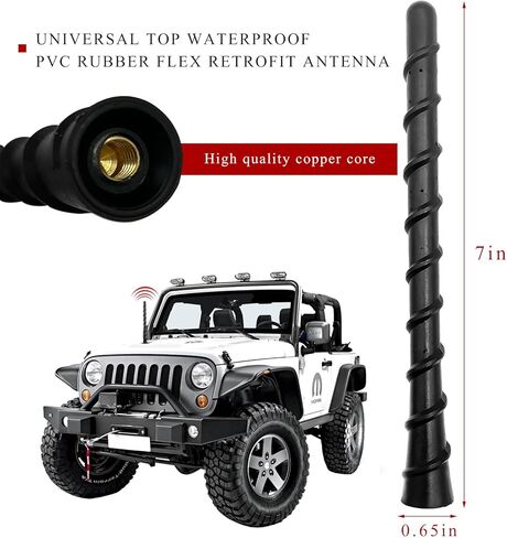 Car Spiral Antenna, 7 Inch Flexible PVC Rubber Antenna Topper with Screw Adapters, Waterproof Auto Toppers Radio Reception Mast for Trucks Cars SUVs, Exterior Car Accessories in Saudi Arabia