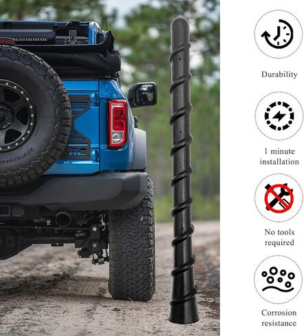Car Spiral Antenna, 7 Inch Flexible PVC Rubber Antenna Topper with Screw Adapters, Waterproof Auto Toppers Radio Reception Mast for Trucks Cars SUVs, Exterior Car Accessories in Saudi Arabia