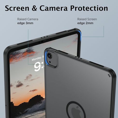 Telaso Magnetic Case for iPad Air 11 inch (M3/M2)/Air 5th & 4th Gen 10.9 Inch (2020/2022), iPad Pro 11 Inch 2022/2021/2020/2018 Translucent Matte Back Soft TPU Bumper Slim Protective Case, Black in Kuwait