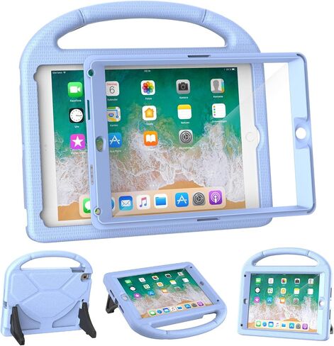 حافظة YIHE للأطفال لجهاز iPad الجيل السادس/الخامس (9.7 بوصة، 2018/2017)، حافظة iPad Air 1/Air 2 & Pro 9.7 مع واقي شاشة، حافظة واقية مقاومة للصدمات مع حامل ثابت لجهاز iPad 5/6 Gen، أزرق ووردي in Saudi Arabia