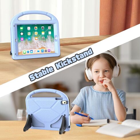حافظة YIHE للأطفال لجهاز iPad الجيل السادس/الخامس (9.7 بوصة، 2018/2017)، حافظة iPad Air 1/Air 2 & Pro 9.7 مع واقي شاشة، حافظة واقية مقاومة للصدمات مع حامل ثابت لجهاز iPad 5/6 Gen، أزرق ووردي in Saudi Arabia