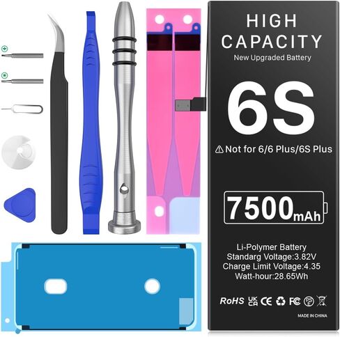 بطارية 7500 مللي أمبير في الساعة لجهاز iPhone 6S (إصدار جديد تم ترقيته) ، وبطارية بديلة للبديل عن السعة العالية مع مجموعات أدوات الاستبدال المهنية in Kuwait