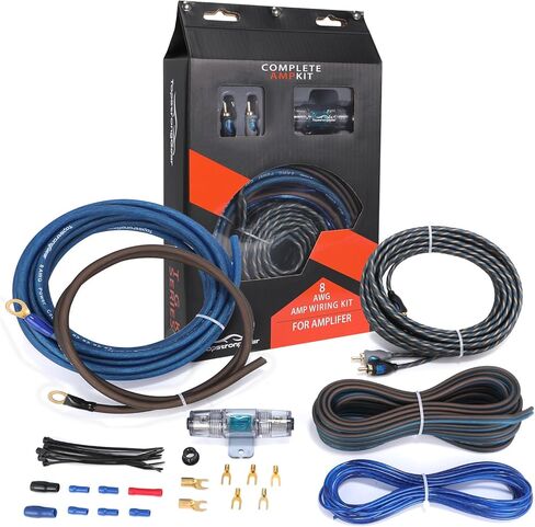 TOPSTRONGGEAR 4 Gauge OFC Amp Kit Car Audio Amplifier Wiring Install Kit with RCA Cables, 150A Fuse, 17FT Power Cable – 4 OFC Complete Subwoofer Installation Kit for Car, Truck, Marine Stereo Systems in Kuwait