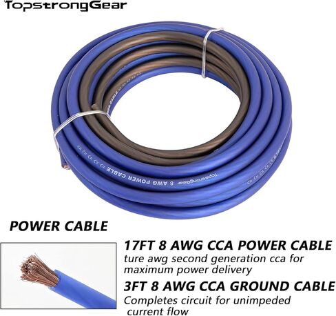 TOPSTRONGGEAR 4 Gauge OFC Amp Kit Car Audio Amplifier Wiring Install Kit with RCA Cables, 150A Fuse, 17FT Power Cable – 4 OFC Complete Subwoofer Installation Kit for Car, Truck, Marine Stereo Systems in Kuwait