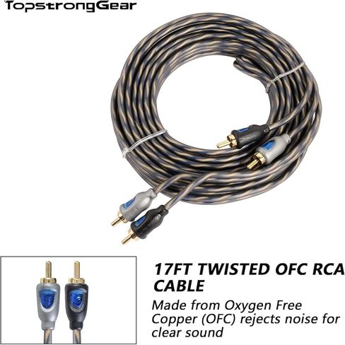TOPSTRONGGEAR 4 Gauge OFC Amp Kit Car Audio Amplifier Wiring Install Kit with RCA Cables, 150A Fuse, 17FT Power Cable – 4 OFC Complete Subwoofer Installation Kit for Car, Truck, Marine Stereo Systems in Kuwait