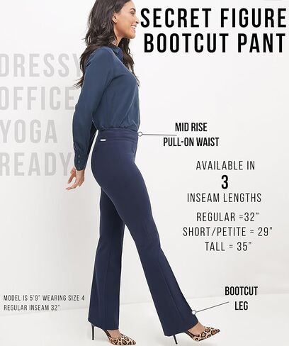 Rekucci Women's Secret Figure Pull-On Knit Bootcut Pant w/Tummy Control in Saudi Arabia