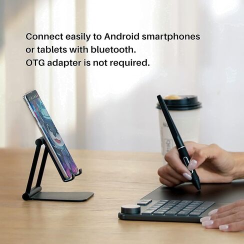HUION Inspiroy Keydial KD200 Bluetooth 5.0 Wireless Graphics Drawing Tablet with Keyboard Dial 5 Customized Express Keys Battery-Free Stylus PW517 Tilt for PC, Mac, Android, with Skeleton Artist Glove in Saudi Arabia