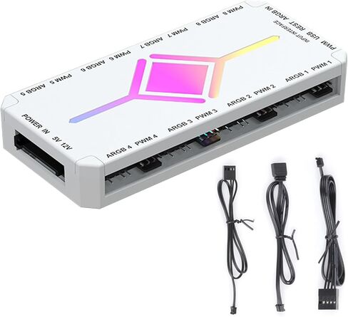 8Port ARGB Fan Hubs for 5V ARGB Computer Case Fan Magnetic Attachment with Remote and Stable Power Supply Easily Fit in Saudi Arabia