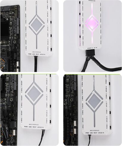 8Port ARGB Fan Hubs for 5V ARGB Computer Case Fan Magnetic Attachment with Remote and Stable Power Supply Easily Fit in Saudi Arabia