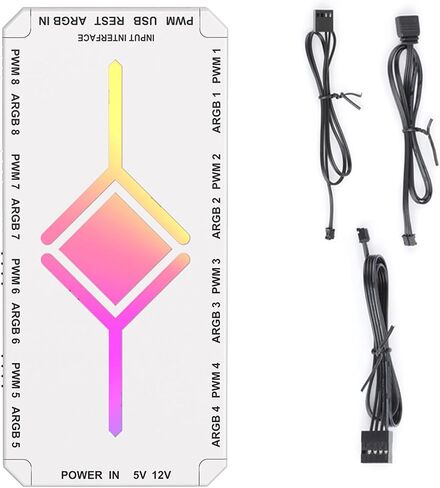 8Port ARGB Fan Hubs for 5V ARGB Computer Case Fan Magnetic Attachment with Remote and Stable Power Supply Easily Fit in Saudi Arabia