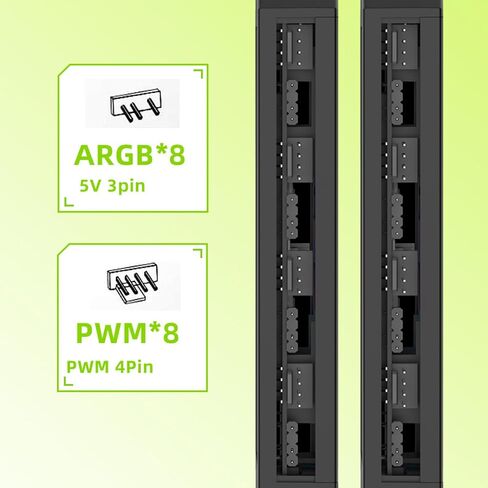 8Port ARGB Fan Hubs for 5V ARGB Computer Case Fan Magnetic Attachment with Remote and Stable Power Supply Easily Fit in Saudi Arabia