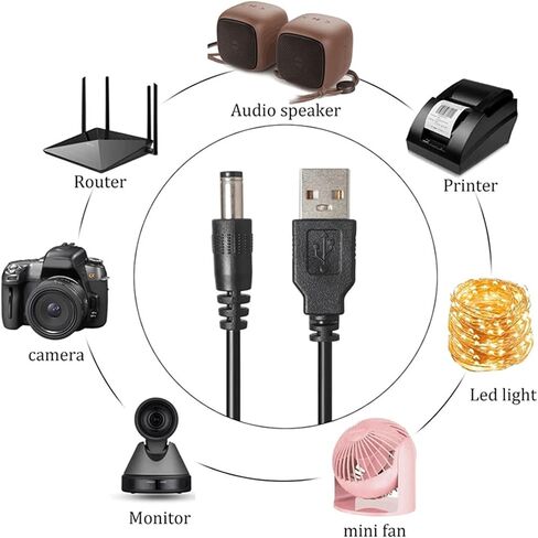 USB to DC5521 Power Cable Including 8 Adapter Tip Connectors for Home Office Camping Needs DC4.0x1.7DC3.5x1.35 in Saudi Arabia