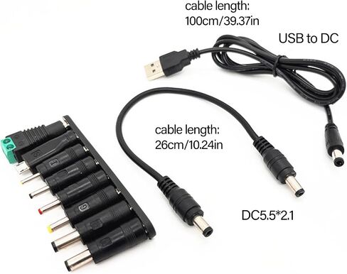 USB to DC5521 Power Cable Including 8 Adapter Tip Connectors for Home Office Camping Needs DC4.0x1.7DC3.5x1.35 in Saudi Arabia