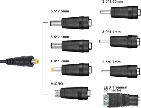 USB to DC5521 Power Cable Including 8 Adapter Tip Connectors for Home Office Camping Needs DC4.0x1.7DC3.5x1.35 in Saudi Arabia