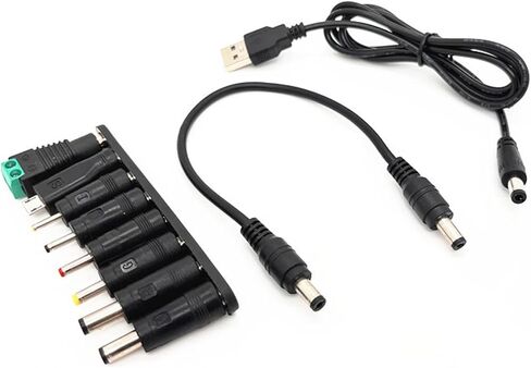 USB to DC5521 Power Cable Including 8 Adapter Tip Connectors for Home Office Camping Needs DC4.0x1.7DC3.5x1.35 in Saudi Arabia