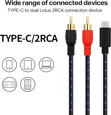 كابل محول Typec إلى 2RCA مناسب للمكبرات الصوت ، وخلط لوحات المفاتيح ، وأجهزة الكمبيوتر المحمولة ، وكابل الهواتف المحمولة in Saudi Arabia