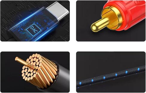 كابل محول Typec إلى 2RCA مناسب للمكبرات الصوت ، وخلط لوحات المفاتيح ، وأجهزة الكمبيوتر المحمولة ، وكابل الهواتف المحمولة in Saudi Arabia