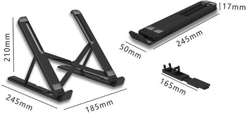 Adjustable Laptop Riser Stand with ABS+Silicone – Foldable Ventilated Notebook Holder for 10-15.6" Laptops & Tablets – Black in Saudi Arabia