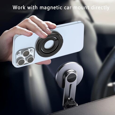 [Silicone Ring] 2025 Unrivaled Stability for MagSafe Phone Grip, Magnetic Phone Ring Holder, Compatible with MagSafe Kickstand Magnetic for iPhone 16 15 14 13 12 Pro Max Plus&Android (Black) in Saudi Arabia