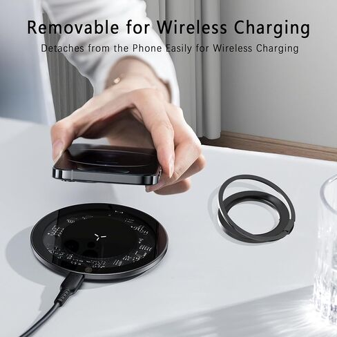 [Silicone Ring] 2025 Unrivaled Stability for MagSafe Phone Grip, Magnetic Phone Ring Holder, Compatible with MagSafe Kickstand Magnetic for iPhone 16 15 14 13 12 Pro Max Plus&Android (Black) in Saudi Arabia