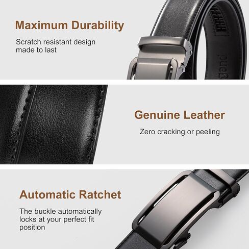 KM Legend Leather Automatic Buckle Ratchet Dress Belt for Men Customizable Fit in Kuwait