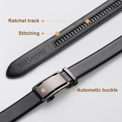 KM Legend Leather Automatic Buckle Ratchet Dress Belt for Men Customizable Fit in Kuwait