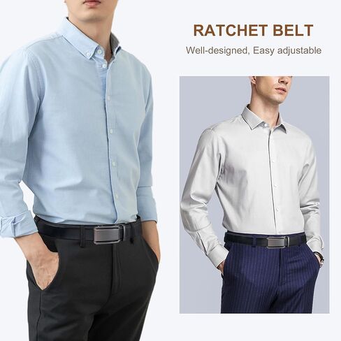 KM Legend Leather Automatic Buckle Ratchet Dress Belt for Men Customizable Fit in Kuwait