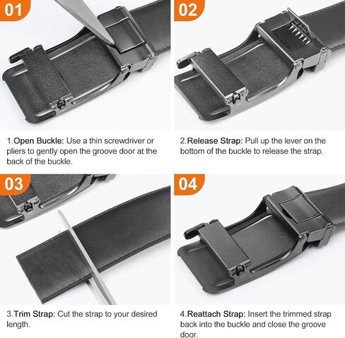 KM Legend Leather Automatic Buckle Ratchet Dress Belt for Men Customizable Fit in Kuwait