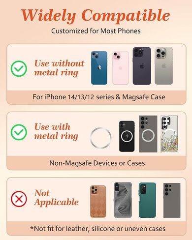 Kidcube Magnetic Phone Grip Compatible with Magsafe - Cell Phone Grip Stand Magnetic Ring Holder Finger Kickstand for iPhone 16 15 14 13 12 Series Magnet Removable Accessories Cute Black Cat Flower in Kuwait