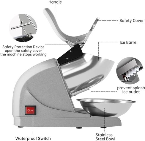 Electric Ice Crushers Machine Shaved Ice Machine Ice Snow Cone Maker Professional Double Blades Stainless Steel Ice Shaver Machine for Home Commercial Use (Blue) in Kuwait