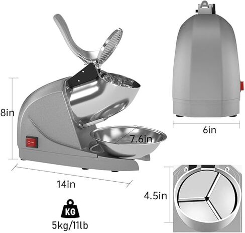 Electric Ice Crushers Machine Shaved Ice Machine Ice Snow Cone Maker Professional Double Blades Stainless Steel Ice Shaver Machine for Home Commercial Use (Blue) in Kuwait