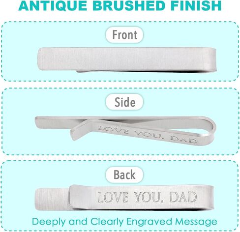 kilofly Men's Hidden Message "WORLD'S BEST DAD" Luxury Tie Bar 2 Inch Silver in Kuwait