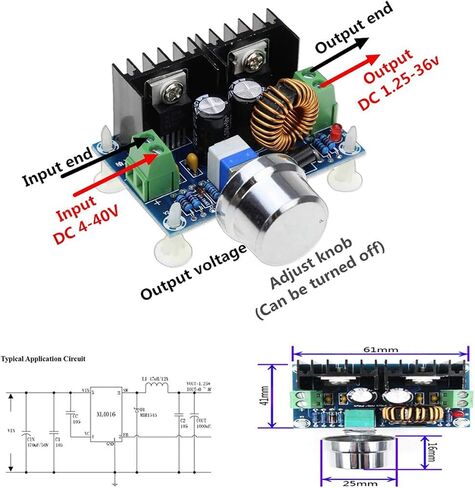 4 قطع من XL4016 DC - STEP DC - وحدات الطاقة لأسفل المحول التي تتحول من 4-40V إلى 1.25-36V ، XL4016E1 PWM خطوة قابلة للتعديل - لوحة لأسفل مع 8A و 200W. in Saudi Arabia