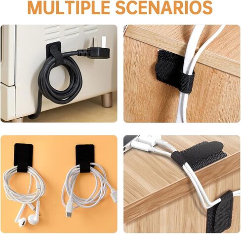 20 Pcs Cable Organizer Cord Organizer Velcro Cable Ties Cord Management Velcro Straps Desk Accessories Reusable for Home and Office in Saudi Arabia