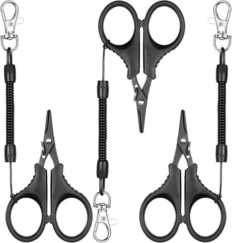 3 Pieces Fishing Scissors, Stainless Steel Fishing Line Cutter for Braided Line, Portable fishing Accessories with Hook and Retractable Coil Lanyards(Black) in Saudi Arabia