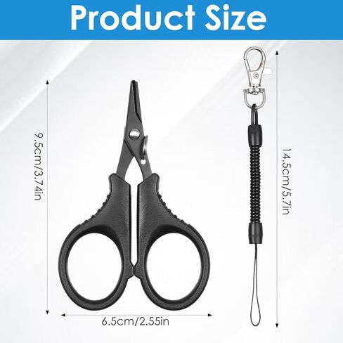 3 Pieces Fishing Scissors, Stainless Steel Fishing Line Cutter for Braided Line, Portable fishing Accessories with Hook and Retractable Coil Lanyards(Black) in Saudi Arabia