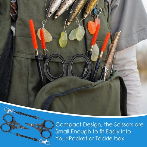 3 Pieces Fishing Scissors, Stainless Steel Fishing Line Cutter for Braided Line, Portable fishing Accessories with Hook and Retractable Coil Lanyards(Black) in Saudi Arabia
