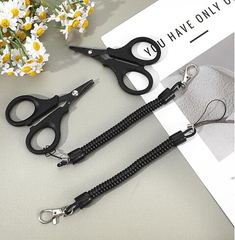3 Pieces Fishing Scissors, Stainless Steel Fishing Line Cutter for Braided Line, Portable fishing Accessories with Hook and Retractable Coil Lanyards(Black) in Saudi Arabia