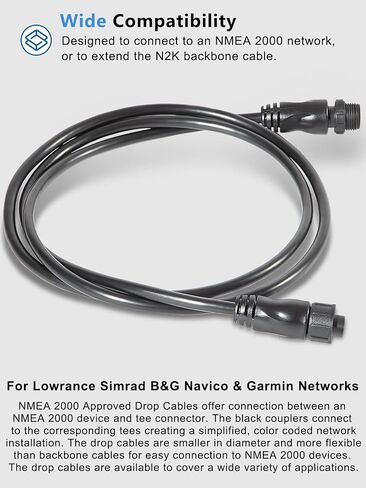 yourour NMEA 2000 (N2K) 1 Meter (3ft 3 inches) Backbone, Drop or Extension Cable for Lowrance Simrad B&G Navico & Garmin Networks in Saudi Arabia