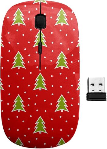 2.4 جيجا هرتز USB الماوس اللاسلكي ، أشجار عيد الميلاد الأخضر النمط الأحمر ، الفئران الحاسوبية النحيفة المريحة للأطفال in Saudi Arabia