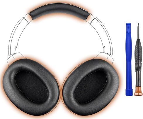 وسائد وسادات الأذن Soulwit + عقال ، مجموعة بديلة لـ Sony WH-1000XM2 (WH1000XM2) و MDR-1000X (MDR1000X) ، PALD HEADSTRAP PAD و EARPADS بديلة-أسود. in Saudi Arabia