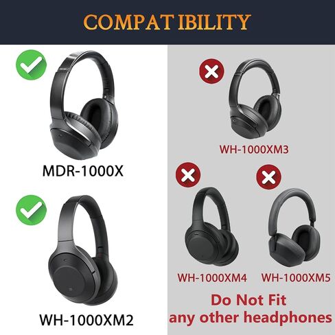 وسائد وسادات الأذن Soulwit + عقال ، مجموعة بديلة لـ Sony WH-1000XM2 (WH1000XM2) و MDR-1000X (MDR1000X) ، PALD HEADSTRAP PAD و EARPADS بديلة-أسود. in Saudi Arabia