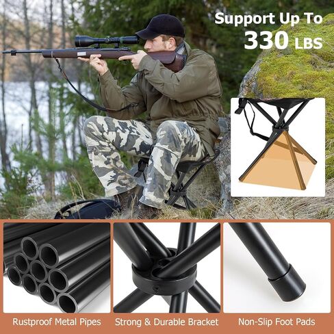 GYMAX 2 Pack Folding Stool, Portable Tripod Lightweight Hunting Stool with Shoulder Strap, Outdoor Hunting Chair Blind Chair for Fishing Camping, Hiking, Backpacking, Camouflage in Saudi Arabia
