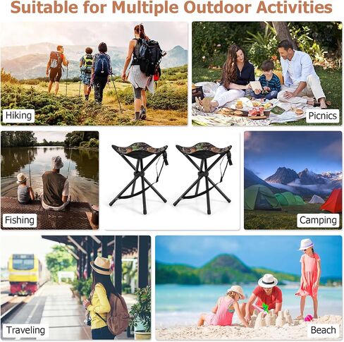GYMAX 2 Pack Folding Stool, Portable Tripod Lightweight Hunting Stool with Shoulder Strap, Outdoor Hunting Chair Blind Chair for Fishing Camping, Hiking, Backpacking, Camouflage in Saudi Arabia