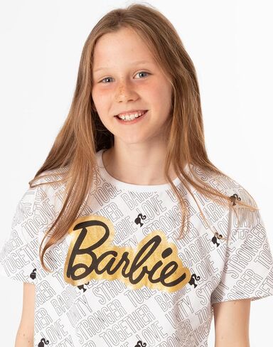 Barbie T-Shirt 2 Pack Girls Kids Doll Logo Striped Black & White Top in Saudi Arabia