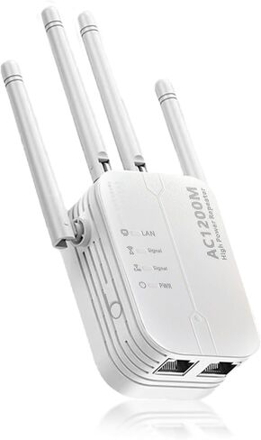 WiFi Extender Signal Booster Repeater, 300Mbps(6000Sq.Ft), 2.4GHz Only, One-Touch WPS Setup for Seamless, Home/Office Network Expansion‌ 2025 Release Premium White in Kuwait